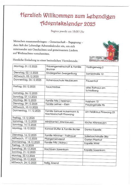 Lebendiger Adventskalender Neubeuern