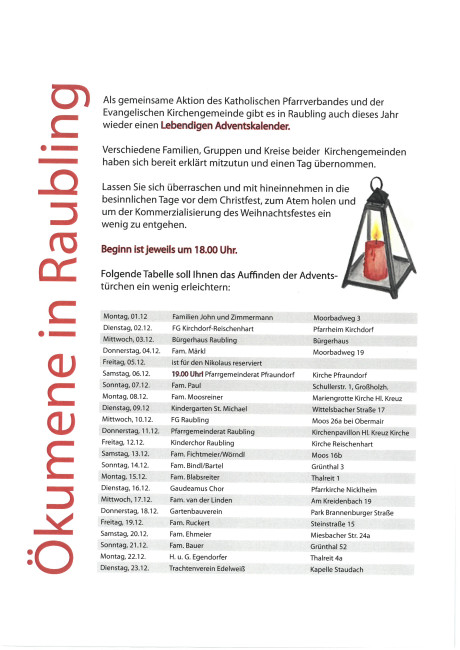 Lebendiger Adventskalender Raubling